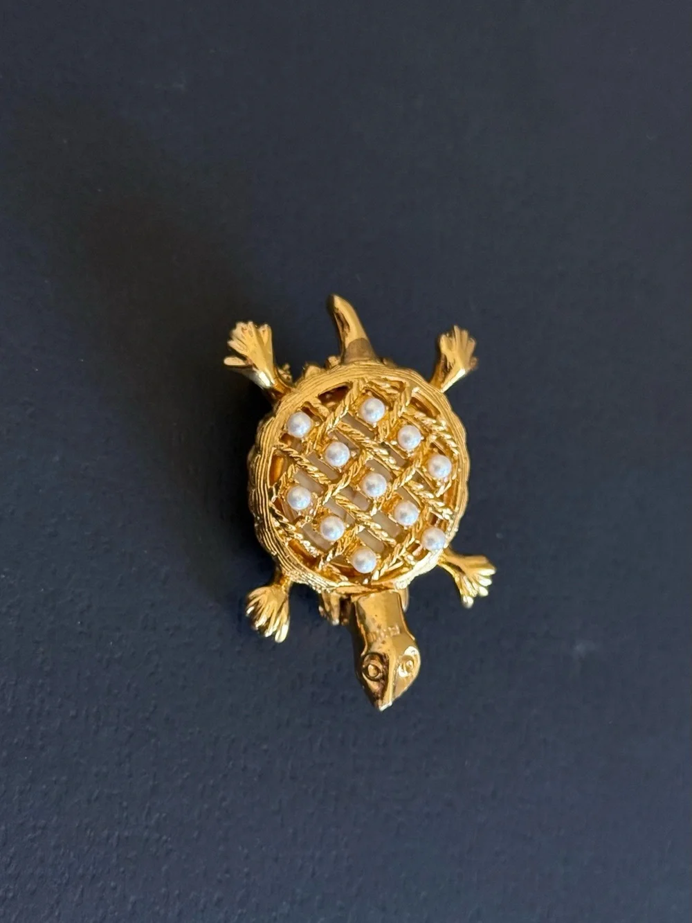 Joan Rivers Gold Turtle Pendant Brooch Watch with Pearls